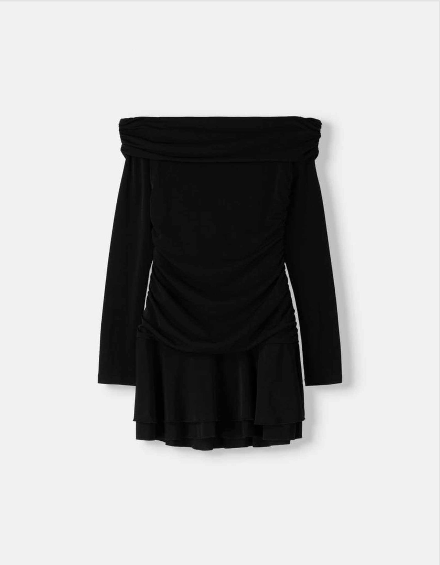 LONG SLEEVE RUFFLED MINI DRESS