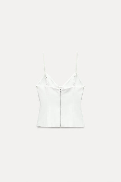 STRETCH TOP WITH CUT-OUT DETAIL AND BOWS